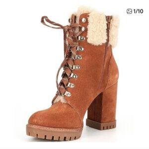 Women's Tan Suede Lace-Up Boots